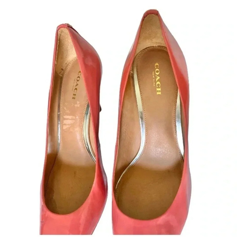 COACH | Women Pink Patent Leather Pointed Toe “Teddie” Classic Heels Size 9B - Picture 9 of 11